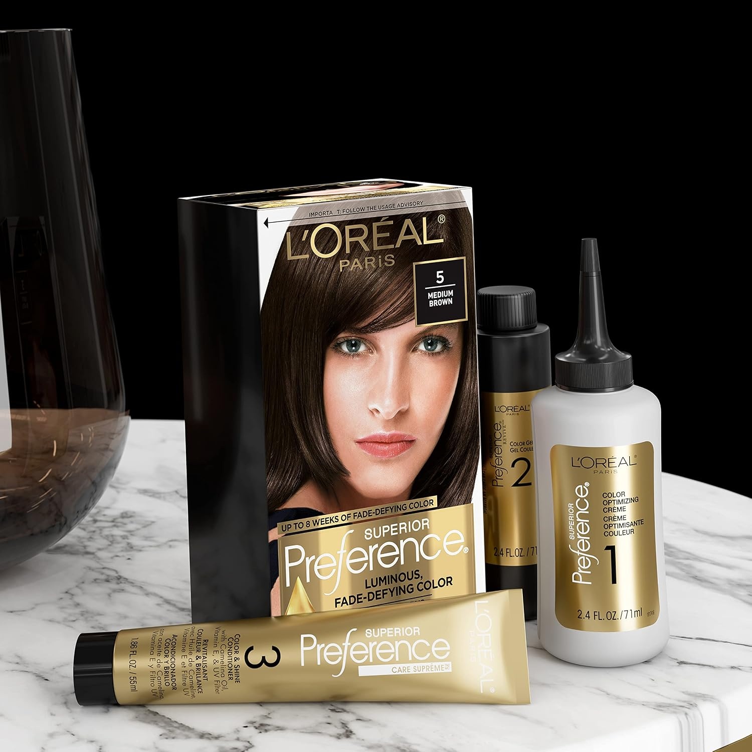 image:imageLOreal Paris Superior Preference Luminous FadeDefying Permanent Hair Color Hair Dye For Up to 9 Weeks of Radiance Medium Golden Brown 5G 1 Hair Dye KitU163 HiLift Gold Brown
