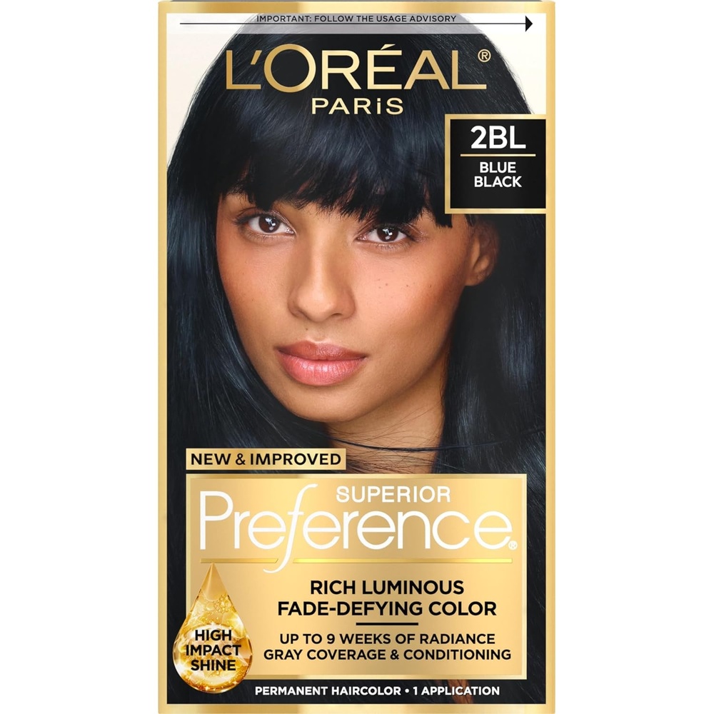 image:imageLOreal Paris Superior Preference Luminous FadeDefying Permanent Hair Color Hair Dye For Up to 9 Weeks of Radiance 2BL Blue Black 1 Kit