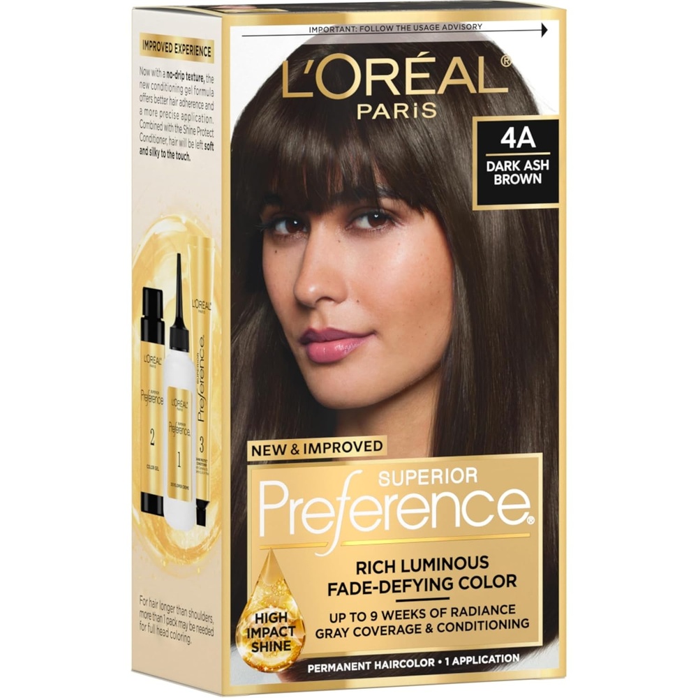 image:imageLOreal Paris Superior Preference Luminous FadeDefying Permanent Hair Color Hair Dye For Up to 9 Weeks of Radiance Medium Golden Brown 5G 1 Hair Dye Kit4A Dark Ash Brown