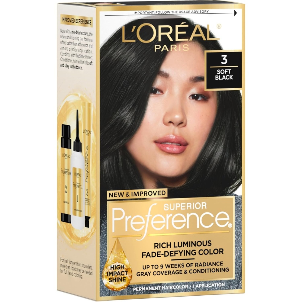 image:imageLOreal Paris Superior Preference Luminous FadeDefying Permanent Hair Color Hair Dye For Up to 9 Weeks of Radiance Medium Golden Brown 5G 1 Hair Dye Kit03 Soft Black