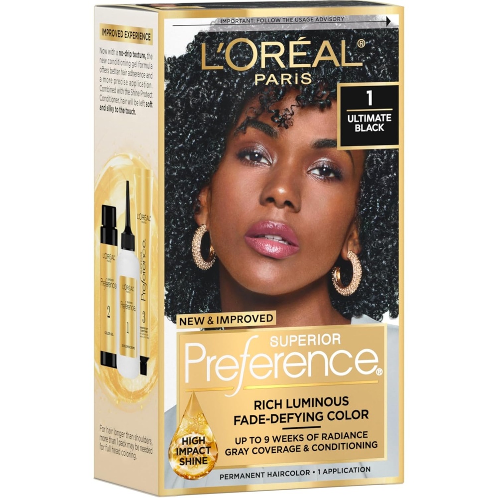 image:imageLOreal Paris Superior Preference Luminous FadeDefying Permanent Hair Color Hair Dye For Up to 9 Weeks of Radiance Medium Golden Brown 5G 1 Hair Dye Kit01 Ultimate Black