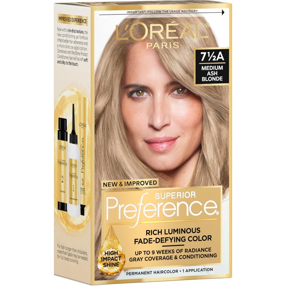 image:imageLOreal Paris Superior Preference Luminous FadeDefying Permanent Hair Color Hair Dye For Up to 9 Weeks of Radiance Medium Golden Brown 5G 1 Hair Dye Kit75A Medium Ash Blonde