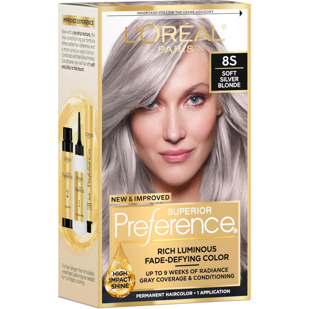 image:imageLOreal Paris Superior Preference Luminous FadeDefying Permanent Hair Color Hair Dye For Up to 9 Weeks of Radiance Medium Golden Brown 5G 1 Hair Dye Kit8S Soft Silver Blonde
