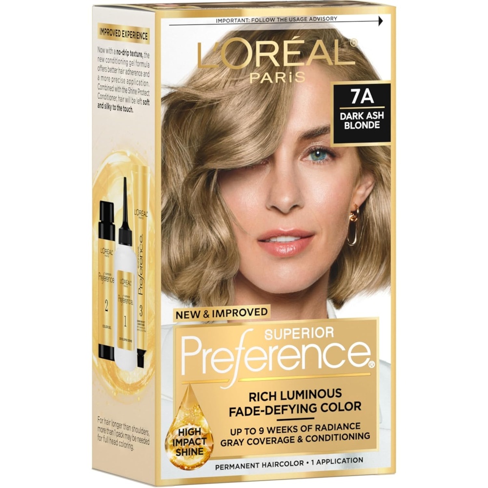 image:imageLOreal Paris Superior Preference Luminous FadeDefying Permanent Hair Color Hair Dye For Up to 9 Weeks of Radiance Medium Golden Brown 5G 1 Hair Dye Kit7A Dark Ash Blonde