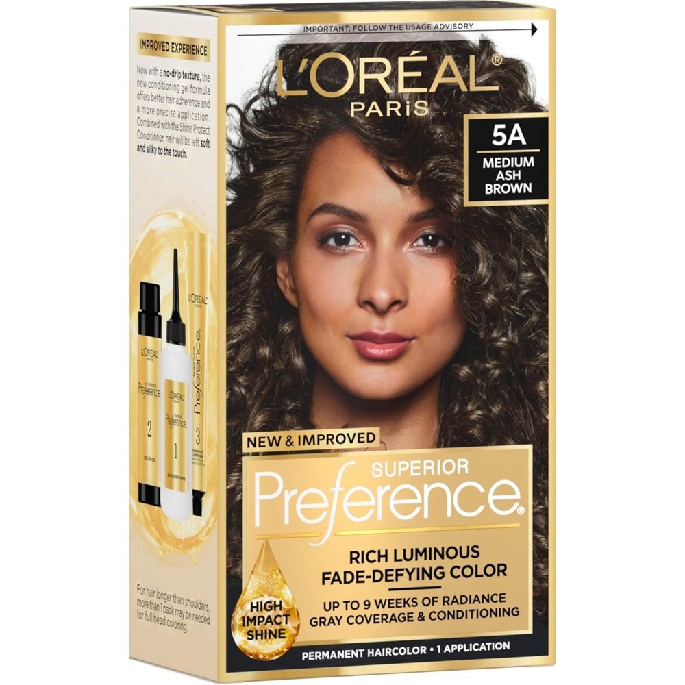 image:imageLOreal Paris Superior Preference Luminous FadeDefying Permanent Hair Color Hair Dye For Up to 9 Weeks of Radiance Medium Golden Brown 5G 1 Hair Dye Kit5A Medium Ash Brown