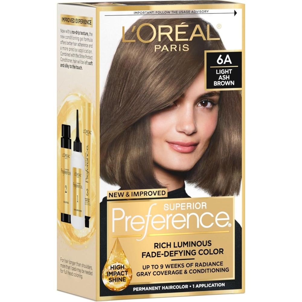 image:imageLOreal Paris Superior Preference Luminous FadeDefying Permanent Hair Color Hair Dye For Up to 9 Weeks of Radiance Medium Golden Brown 5G 1 Hair Dye Kit6A Light Ash Brown