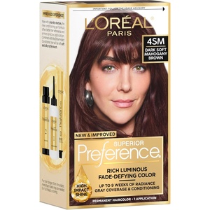 L’Oreal Paris Superior Preference Luminous Fade-Defying Permanent Hair Color, Hair Dye For Up to 9 Weeks of Radiance, Medium Golden Brown 5G, 1 Hair Dye Kit(4SM Dark Soft Mahogany Brown)